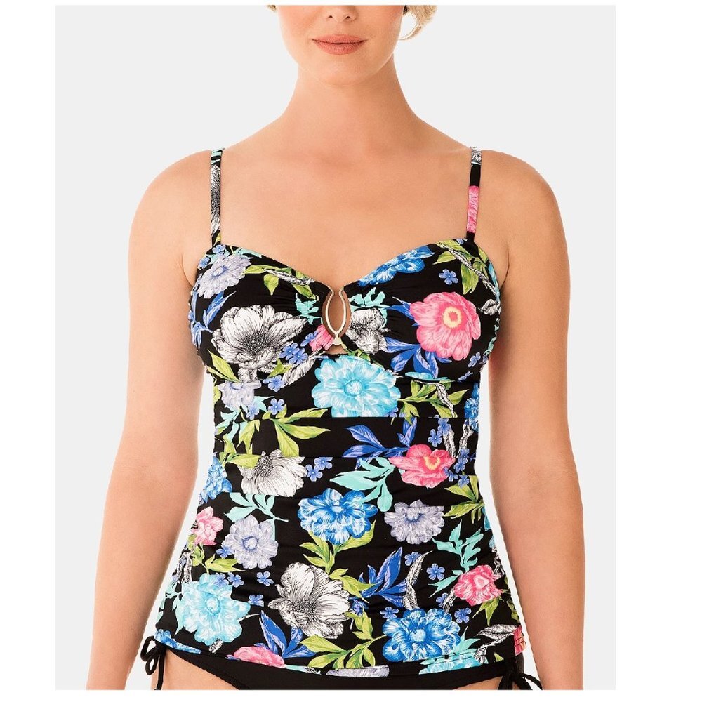 Swim Solutions Soft Blooms Keyhole Tankini Top